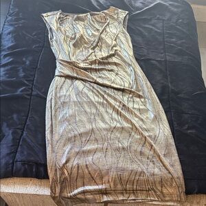 Connected Apparel Shimmering Gold Midi Dress